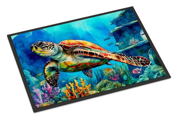 Loggerhead Sea Turtle Doormat Front Door Mat Indoor Outdoor Rugs For Entryway, Non Slip Washable Low Pile, 24H X 36W_maomaolike.com