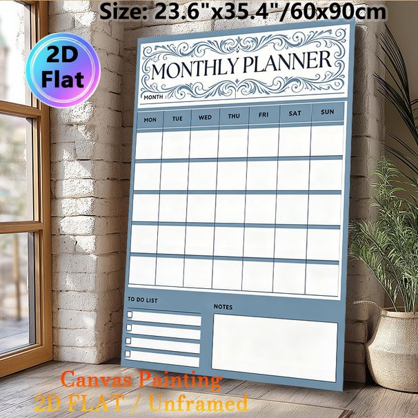 Monthly Planner Painting Poster, Elegant Vintage Ornate Style Poster, Practical Layout To Organize Schedules, To-do Lists And Notes, Ideal For Office_maomaolike.com
