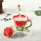 Ceramic Cup Enamel Color Fashion Rose Coffee Cup Elegant Wedding Birthday Gift Box_maomaolike.com