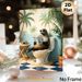 Humorous Beach Sea Lion Painting Poster, Whimsical Tropical Scene Poster, Funny Sea Lion In Sunglasses Reading Newspaper On Toilet, Lighthearted_maomaolike.com