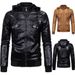 2023 European size men's leather jacket washed leather hooded leather jacket plus velvet warm leather jacket large size men's jacket 1603_maomaolike.com