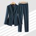 Women's Clothing high end dark blue! Slim suit slim suit jacket + cigarette pants suit for women_maomaolike.com