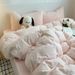 Wholesale INS Blogger Style Camellia Four-Piece Autumn Winter Thickened Double-Sided Milk Velvet Warm Coral Fleece 4-Piece Set_maomaolike.com