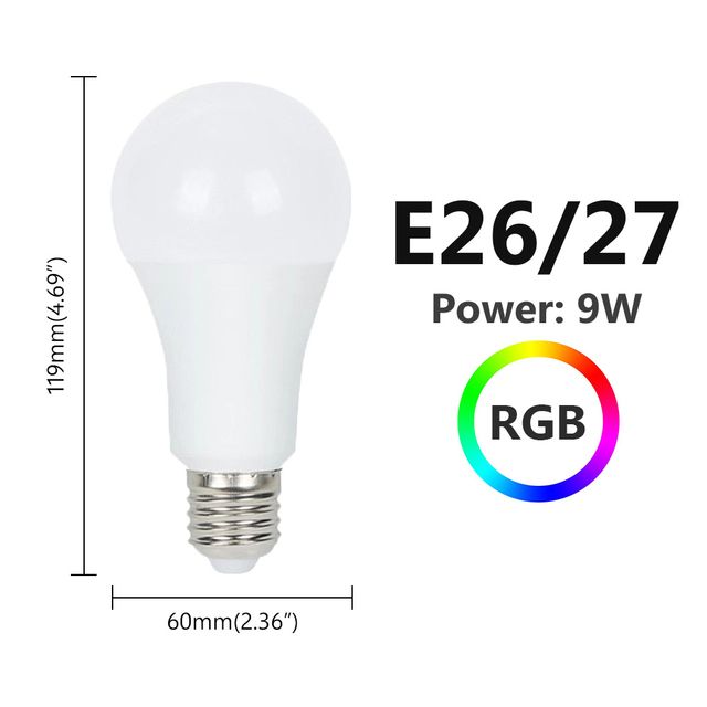 Led Light 85-265V RGB 9W Wireless E26 E27 For Alexa/Google Wifi Dimmable Bulb Lampada Timer Function Lamp Home Colorful Changing_maomaolike.com