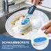 Refillable Kitchen Soap Dispenser Dish With 4 Replacement Heads, Multifunctional Long Handle Scrub Brush_maomaolike.com