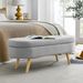 Ottoman Oval Storage Bench, Rubber Wood Legs, Grey(43.5"x16"x16")_maomaolike.com