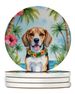 Beagle Luau Large Sandstone Coasters Pack Of 4 Absorbent Round Coasters Decor Gifts For Men Or Women, 4 In, Multicolor_maomaolike.com