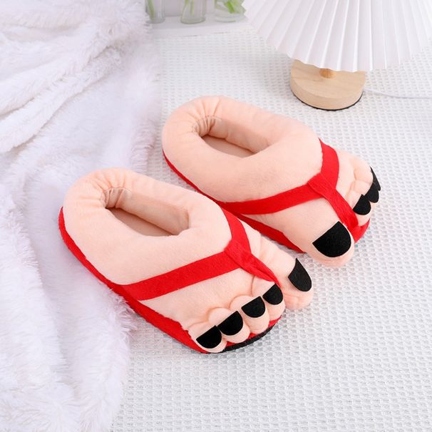 Men Women Winter Big Feet Creative Couples Funny Slippers House Slides Home Soft Warm Cotton Slider_maomaolike.com