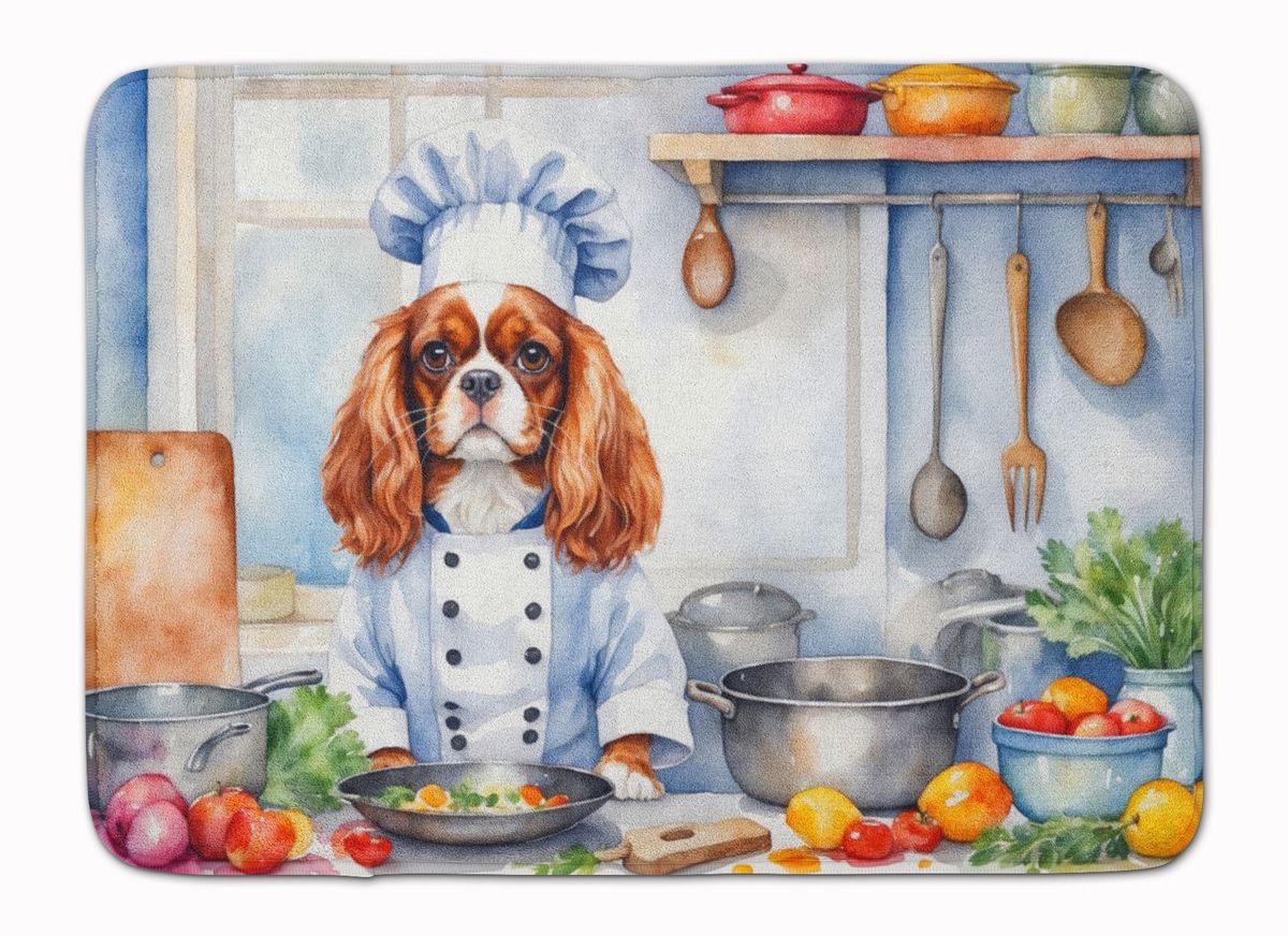 Cavalier Spaniel The Chef Memory Foam Kitchen Mat Machine Washable Anti-Fatigue Mat Cushion Comfort Bath Mat Or Kitchen Rug_maomaolike.com