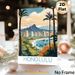 Honolulu Hawaii Coastal City Painting Poster, Vibrant Stylized Tropical Coastal Cityscape Poster, Infuses Calm Tropical Ambiance, Suitable For Home_maomaolike.com