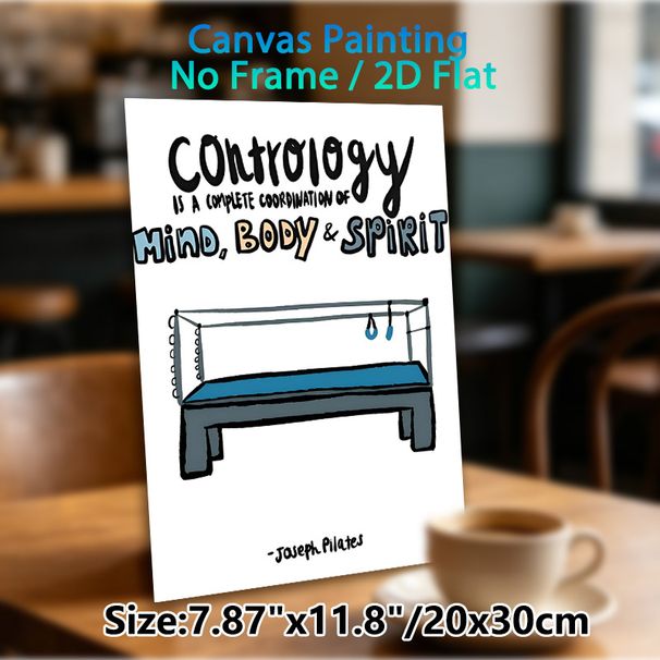 Contrology Pilates Reformer Painting Poster, Hand-drawn Colorful Typography & Reformer Illustration Poster, Inspirational Mind-Body-Spirit Quote For_maomaolike.com