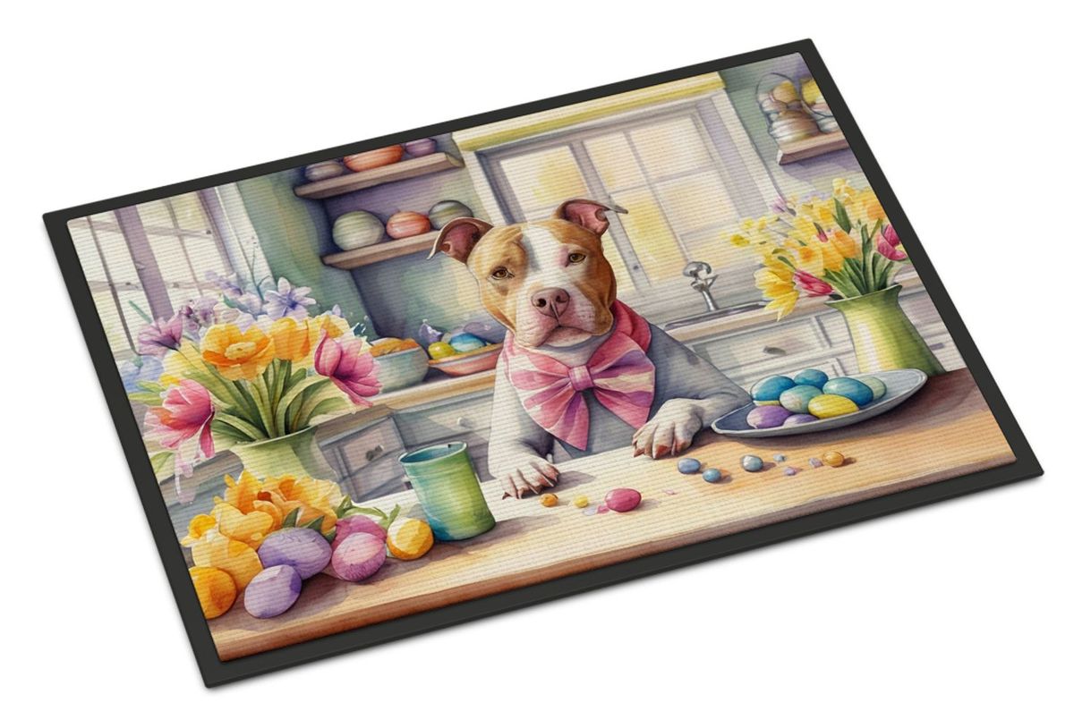 Decorating Easter Pit Bull Terrier Doormat Front Door Mat Indoor Outdoor Rugs For Entryway, Non Slip Washable Low Pile, 24H X 36W_maomaolike.com