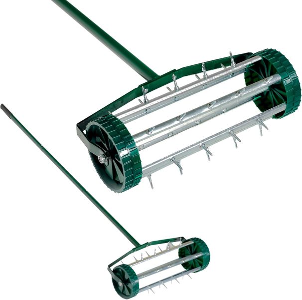 Heavy Duty Rolling Lawn Aerator,Rolling Lawn Aerator, Rotary Push Tine Spike Soil Lawn Aerator Gardening Tool With 3-Piece Long Steel Handle For Garden Yard Grass Maintenance,Garden Yard Rotary Push_maomaolike.com