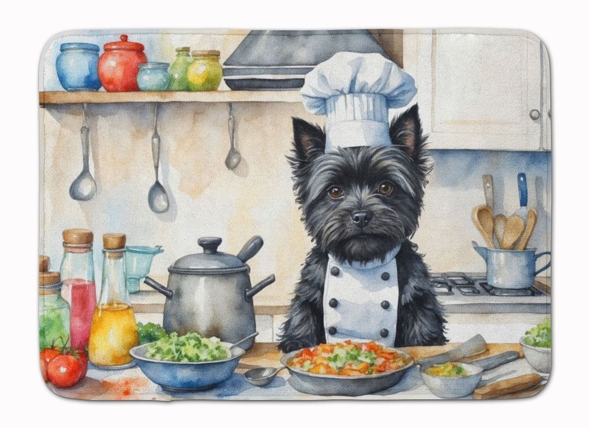 Cairn Terrier The Chef Memory Foam Kitchen Mat Machine Washable Anti-Fatigue Mat Cushion Comfort Bath Mat Or Kitchen Rug_maomaolike.com