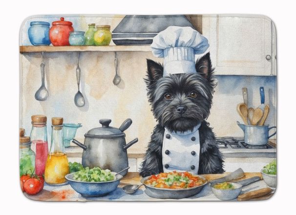Cairn Terrier The Chef Memory Foam Kitchen Mat Machine Washable Anti-Fatigue Mat Cushion Comfort Bath Mat Or Kitchen Rug_maomaolike.com