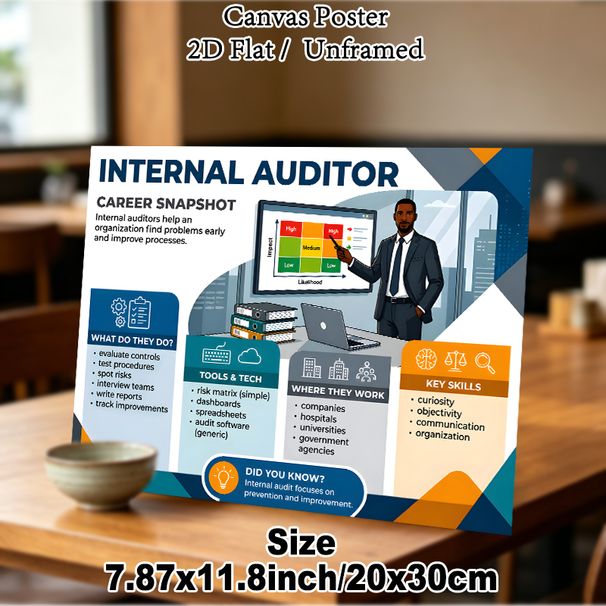 Internal Auditor Career Snapshot Painting Poster, Informative Modern Infographic Poster, Clearly Outlines Auditor Roles, Skills & Work Settings_maomaolike.com