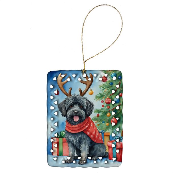Puli Christmas Reindeer Porcelain Ornament Christmas Tree Hanging Decorations For Home Christmas Holiday, Rectangle, Gift, Multicolor_maomaolike.com