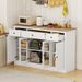 55 Inch Large Buffet Sideboard Kitchen Storage Cabinet With 3 Drawers 2 See-through Doors Adjustable Shelves Wine Bar Table_maomaolike.com