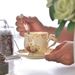 Tea Cups And Saucers Set Of 2, Vintage Floral Porcelain Tea Cups With Golden Holder- 8 Oz_maomaolike.com