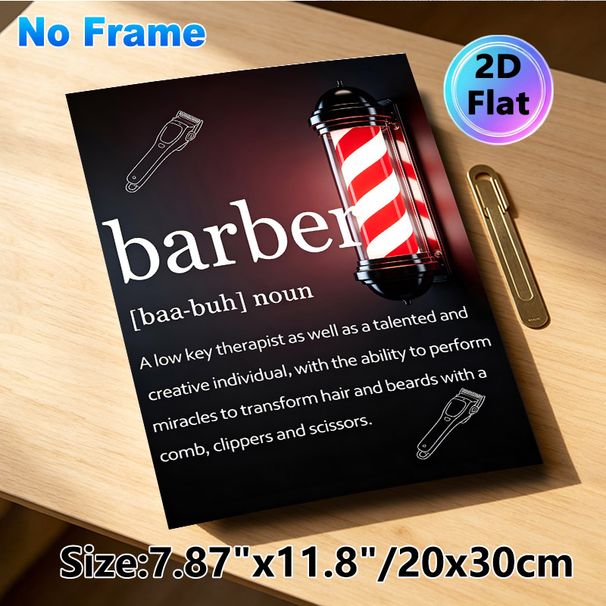 Barber Definition Painting Poster, Sleek Dark-themed Graphic Poster, Witty Descriptive Design Suitable For Barbershops And Grooming Studios_maomaolike.com