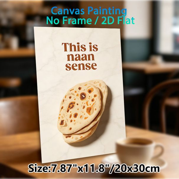 Naan Bread Pun Painting Poster, Witty Minimalist Food Humor Poster, Playful Text With Stacked Naan Design, Lighthearted Decorative Piece For Kitchen_maomaolike.com
