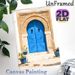 Moroccan Blue Door Painting Poster, Vintage Bohemian Ethnic Style Poster, Exotic Architectural Charm Ideal For Living Room, Hallway, Bohemian-inspired_maomaolike.com