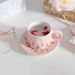 Pink Tulip Ceramic Coffee Cup, Plate, Girl's Gift, Hand Held, High Aesthetic Value, Home Use_maomaolike.com