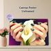 Nail Art & Calla Lily Painting Poster, Elegant Glossy Dark Green Nail Art With Gold Foil Accents & White Calla Lily Poster, Stylish Decorative Piece_maomaolike.com
