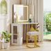 Corner Vanity Desk With Mirror And Lights Makeup Dressing Table With Triple Mirror_maomaolike.com