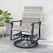 Wicker Rattan Swivel Patio Glider Chair Set Of 2, Outdoor Glider Chair With Steel Frame, High Back, Armrests, Yellow_maomaolike.com