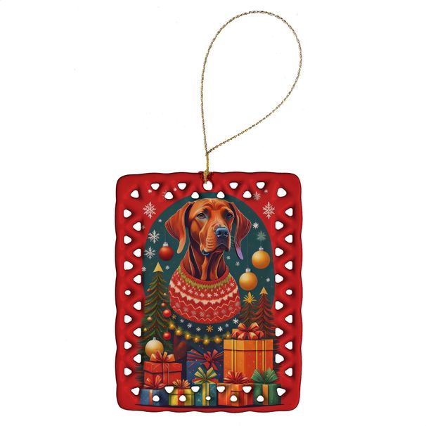 Vizsla Holiday Christmas Porcelain Ornament Christmas Tree Hanging Decorations For Home Christmas Holiday, Rectangle, Gift, Multicolor_maomaolike.com
