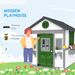 Wooden Playhouse For Kids Outdoor With Doors, Windows, Planter Pots And Boxes For Toddlers 3-8 Years, White_maomaolike.com