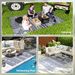 Reversible Outdoor Rug, Waterproof Plastic Straw With Carry Bag, 6' X 9', Blue & White Geometric_maomaolike.com