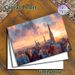 Old European City Sunset Painting Poster, Warm-toned Watercolor Historic Skyline Poster, Atmospheric Scenic Artwork Ideal For Living Room, Office Wall_maomaolike.com
