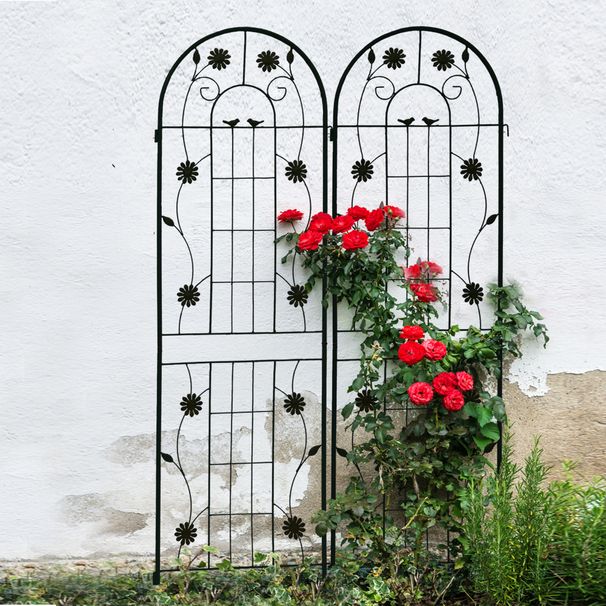 2 Pack Metal Garden Trellis 71" X 19.7" Rustproof Trellis For Climbing Plants Outdoor Flower Support Black_maomaolike.com