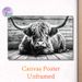 Highland Cow Painting Poster, Monochrome Realistic Animal Portrait Poster, Detailed Textured Depiction Ideal For Farmhouse And Living Room Wall Decor_maomaolike.com