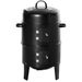 Outsunny Vertical Charcoal BBQ Smoker, 3-in-1 16" Round Charcoal Barbecue Grill With 2 Cooking Area, And Thermometer For Outdoor Camping Picnic Backyard Cooking, Black_maomaolike.com
