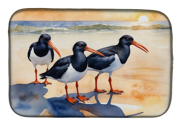 Oystercatchers Foraging Dish Drying Mat Absorbent Dish Drying Mat Pad For Kitchen Counter Dish Drainer Mat For Countertop, 14 X 21", Multicolor_maomaolike.com