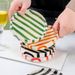 Hand-Painted Ceramic - 9 Inch Korean Style Striped Dessert Plate With Raised Edge For Food Presentation (Set Of 4)_maomaolike.com