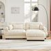 Over Size Modern Two-seater Sofa With Ottoman, Velvet 2-Seater With Round Bolster Armrests,With Waist Pillow And Throw Pillows,Small L Shape Sofa For Living Room, Reading Room , Loft And Bedroom,Cream_maomaolike.com
