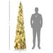 Tall Prelit Pencil Artificial Christmas Tree Holiday Décor With Snow Flocked Branches, Warm White Or Colorful LED Lights, Downswept Shape_maomaolike.com
