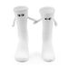 Unisex Hand holding socks, best friend, couple, white medium tube socks, unisex cotton socks, magnetic suction leg holding socks_maomaolike.com