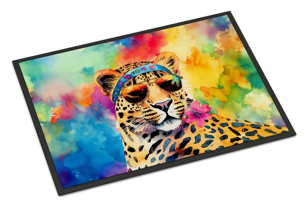 Hippie Animal Leopard Doormat Front Door Mat Indoor Outdoor Rugs For Entryway, Non Slip Washable Low Pile, 24H X 36W_maomaolike.com