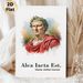 Julius Caesar Themed Painting Poster, Soft Watercolor Portrait Poster, Inspirational Latin Quote Design, Ideal For Home Study And Office Decor_maomaolike.com