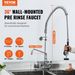 VEVOR Commercial Faucet With Pre-Rinse Sprayer, 36" Height, 8" Center, 12" Swing Spout, Wall Mount Kitchen Sink Faucet, Brass Constructed Device With Pull Down Spray, For 1/2/3 Compartment Sink_maomaolike.com