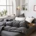 Wholesale Retro Linen Button Pure Four-Piece Nordic Style Apartment Homestay Full Yarn-Dyed Washed Cotton 4-Piece Set_maomaolike.com