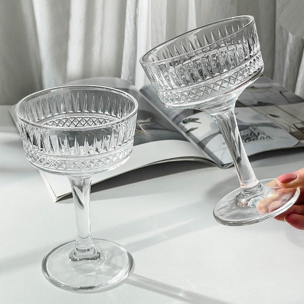 2pcs Vintage Style Coffee Shop High Footed Glass Cup Specially Made Beverage Cup, Cold Drink Cup, Soda Drink Cup_maomaolike.com