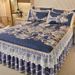 Summer Bed Skirt Style Ice Silk Cooling Three-Piece Set 1.8m Machine Washable Foldable Air Conditioning 1.5m Soft Mat_maomaolike.com
