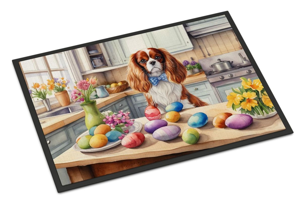 Decorating Easter Cavalier Spaniel Doormat Front Door Mat Indoor Outdoor Rugs For Entryway, Non Slip Washable Low Pile, 24H X 36W_maomaolike.com