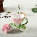 Ceramic Cup Enamel Color Fashion Rose Coffee Cup Elegant Wedding Birthday Gift Box_maomaolike.com
